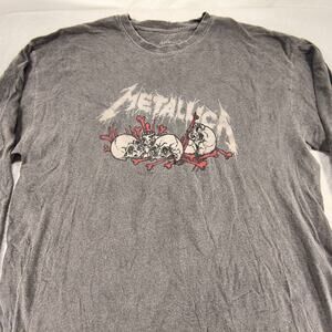Metallica Band Crew Neck Graphic Long Sleeve T Shirt Mens Size Large L Gray